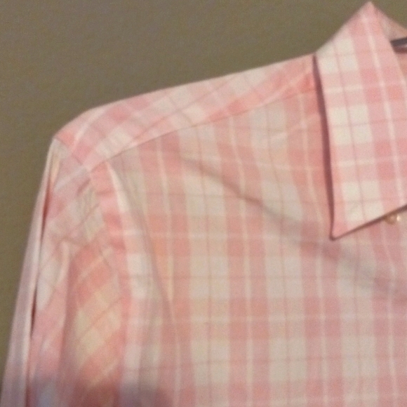 Tommy Hilfiger 16 Mens Checked Button Down Dress Shirt White Light Pink - Picture 4 of 8